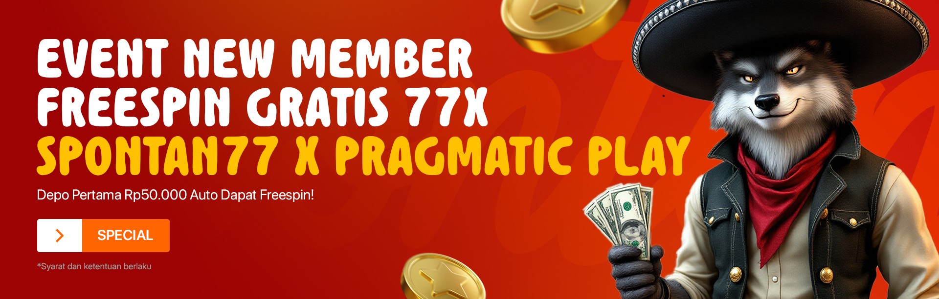 BONUS NEW MEMBER GRATIS FREESPIN 77X