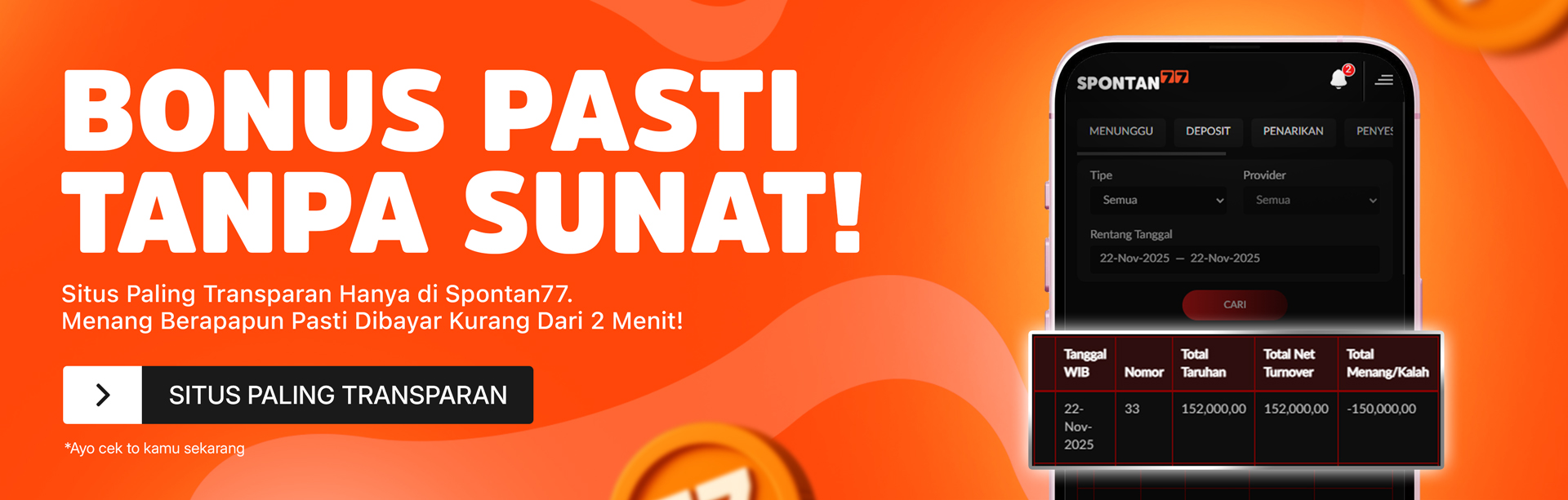 SPONTAN77 CEK TURN OVER