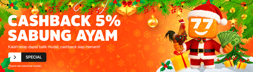 BONUS CASHBACK MINGGUAN SABUNG AYAM 5%